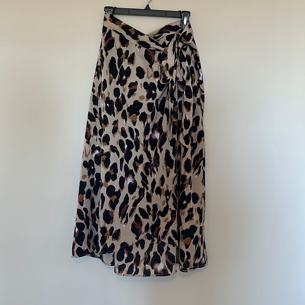 Large midi cheetah print wrap skirt
